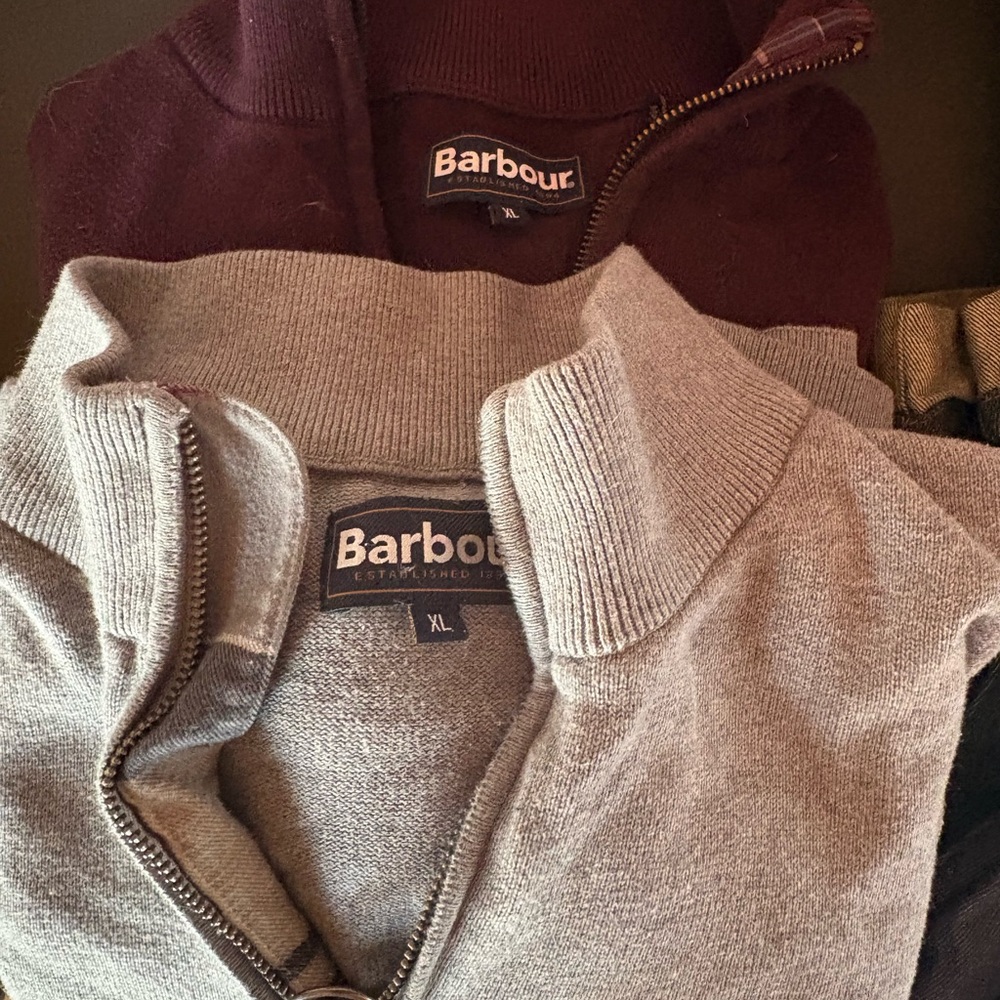 Barbour Men's Zip Mock Neck Sweater- Gray